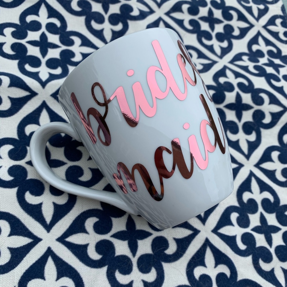 New White & Rose Gold Bridesmaid Coffee Mug